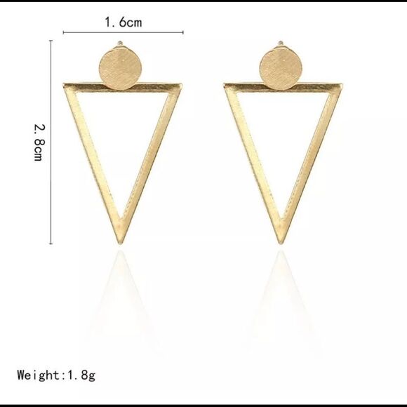 Boho Gold Geometric Drop Earrings - Picture 2 of 2